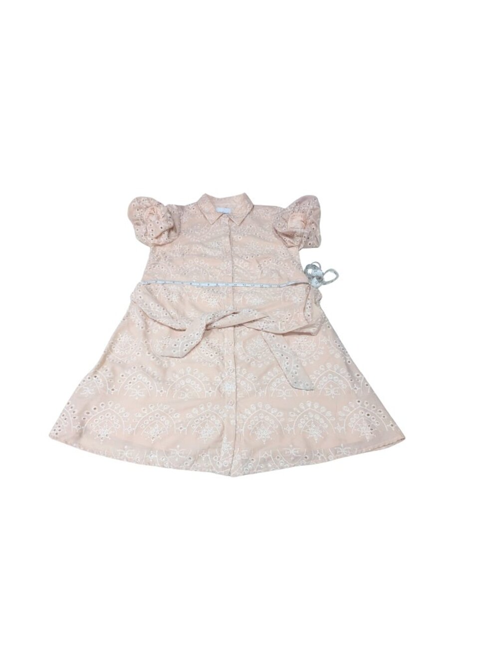 Sam Edelman Eyelet Puff Sleeve Shirt Dress Natural Size 4 NWT Belted - Picture 10 of 11